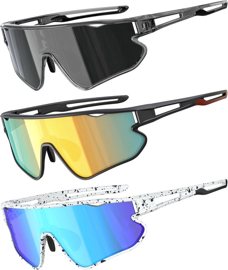 QALLY Store 3PACK Kids Sunglasses Youth Baseball Sunglasses for Boys Girls Age 4-14, Softball Cycling UV400 Protection Sports - Image 1